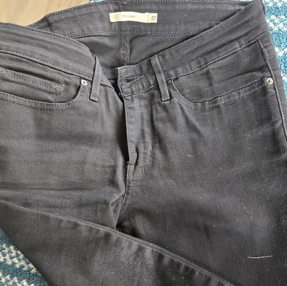 Levi's Womans Black 711 Skinnt Jeans Sz27 - Picture 3 of 4